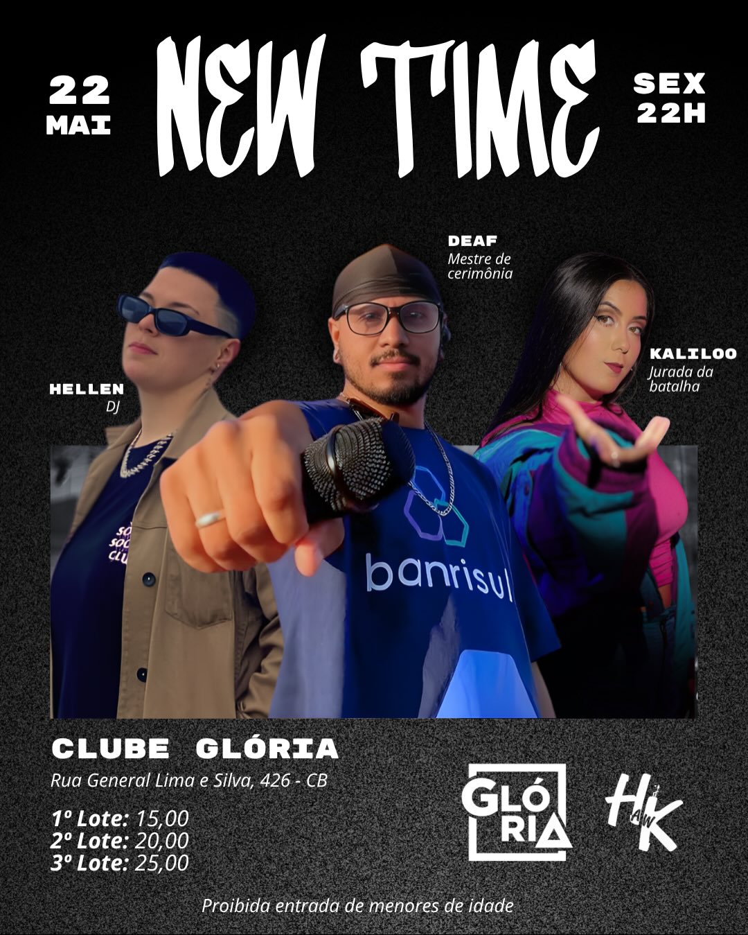 Flyer oficial NEW TIME — Hellen, Deaf, Kaliloo